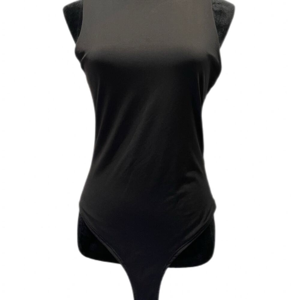 Faded Rose Essentials Black Sleeveless High Neck Bodysuit L/G Minimalist Top